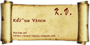 Kósa Vince névjegykártya