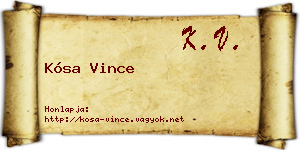 Kósa Vince névjegykártya